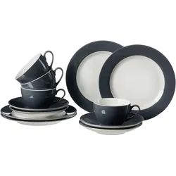 Kaffeeservice RITZENHOFF & BREKER "Doppio", grau (anthrazit), 12 tlg., Porzellan, Geschirr-Sets, Geschirr-Set