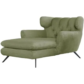 KAWOLA Relaxsessel CHARME Cord 80 x 70 x 100 cm Grün mit Kissen