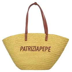 Patrizia Pepe Summer Straw Shopper Tasche 51 cm  gelb