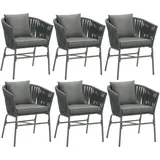 Tectake tectake® Stuhlset, Geflecht im Rope-Design, abnehmbare Polyesterbezüge, 60 x 61 x 77 cm