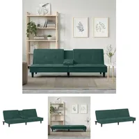 Schlafsofa mit Getränkehaltern Dunkelgrün Samt - Sofas - Grün - The Living Store