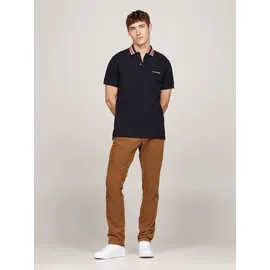 Tommy Hilfiger Poloshirt TOMMY HILFIGER "GIFTING POLO RWB COLLAR REG POLO", Herren, Gr. L, blau (desert sky), Piquu00e9, Obermaterial: 96% Baumwolle, 4% Elasthan, casual, Kurzarm, Shirts, Streifen an Kragen und Bündchen