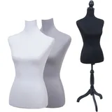 MCW Schneiderpuppe mit 3 Bezügen MCW-Q24, Schaufensterpuppe Torso weiblich, Schaumstoff, abnehmbarer Bezug,