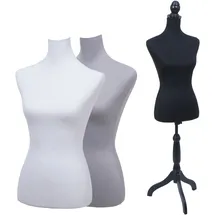 MCW Schneiderpuppe mit 3 Bezügen MCW-Q24, Schaufensterpuppe Torso weiblich, Schaumstoff, abnehmbarer Bezug,