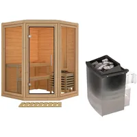 Karibu Sauna Yuma - Massivholzsauna mit Eckeinstieg 38 mm