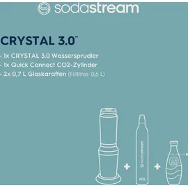 Sodastream Crystal 3.0 schwarz + 2 Glaskaraffen + Zylinder