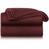 Blumtal Kuscheldecke flauschig - Oeko-TEX zertifizierte Fleecedecke 130x150 cm - Wohndecke 130x150 cm - Decke Couch Wohn- & Kuscheldecke - Flauschdecke - Wohndecke Kuscheldecke Dunkelrot