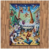 Teppich Flachgewebe Deko-Teppiche für das Wohn-,Schlaf-, und Essenszimmer, Abakuhaus, rechteckig, Humorvoll Lustige Chaos-Badetiere blau|grün 160 cm x 230 cm