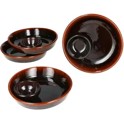 4x Juego Tapas Schale Ø14,3cm Olivenschale Ton-Cazuela mit Kernablage Antipasti