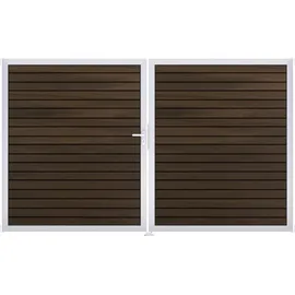 GROJA Steckzaun-Tor Solid-Rhombus 2-flg. EV1 DIN Rechts Walnuss Co-Extrudiert