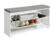 SoBuy FSR119-W Schuhkipper Schuhbank mit Sitzkissen Truhenbank Sitzbank mit Stauraum Garderobenbank Dielenbank Schuhtruhe Sitzkommode schmal bht ca.: 90x46x24cm