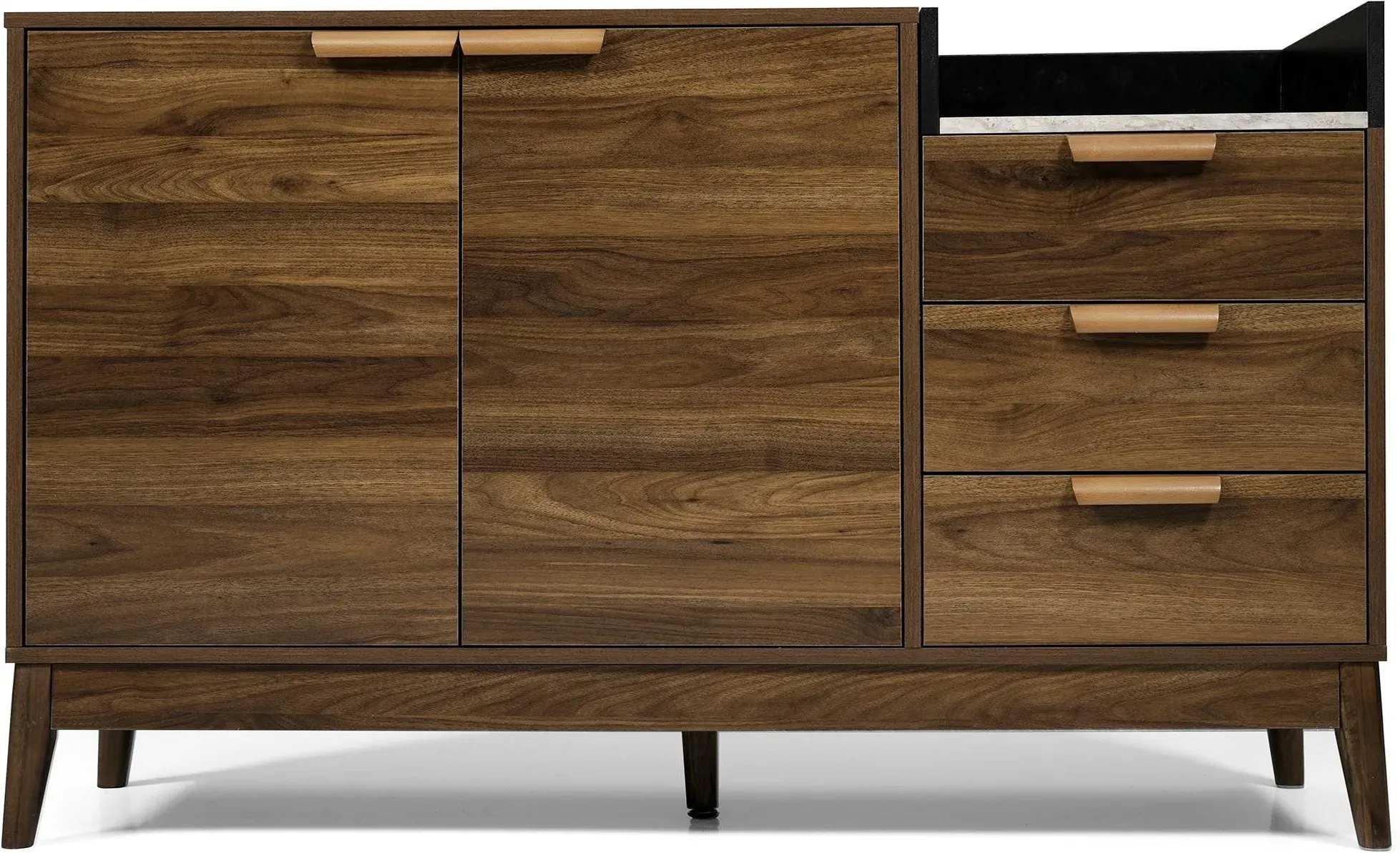 Wohnzimmerkommode mit 3 Schubladen und doppeltüriger Schrank, 120x40x77 cm, Naturfarbe