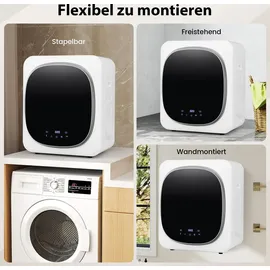 Costway Mini Wäschetrockner 800W, 5kg, Ablufttrockner bis zu 69°C, LED Touch-Screen, 4 Temperaturen & 6 Timer mit Desinfektion, Überhitzungsschutz - Weiß