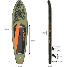 ECD Germany SUP Board Stand Up Paddle Board 320 x 80 x 15 cm olive