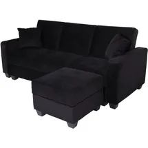 MCW Sofa mit Ottomane, Couch Sofa Gästebett, Schlaffunktion Stauraum 217x145cm ~ Bettsofa, H47