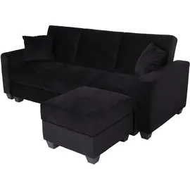 MCW Sofa mit Ottomane, Couch Sofa Gästebett, Schlaffunktion Stauraum 217x145cm ~ Bettsofa, H47