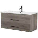 WELLTIME Waschtisch »Florenz« Komplett-Set, Waschplatz mit 2 Auszügen und Softclose Breite 100cm, grau + grau, , 91965151-0