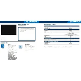 Daewoo Backofen Set Schwarz SoftClose Hydrolyse + Kochfeld Bräterzone