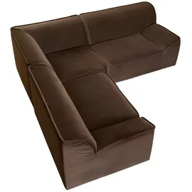 Tikamoon Quinto - Modulares Ecksofa aus braunem Stoff, 3 Sitzer