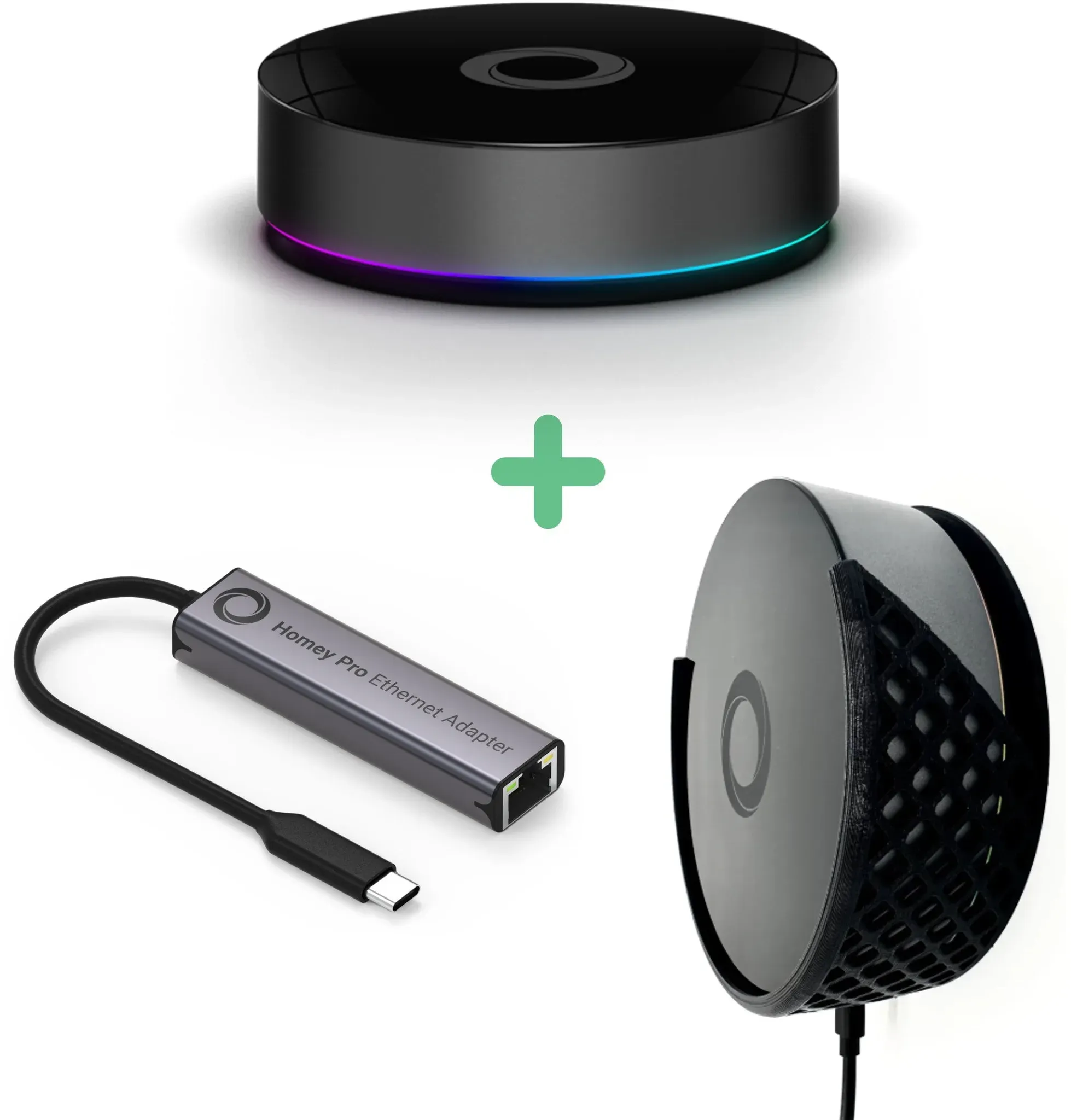 Homey Pro + Ethernet Adapter + Wandhalterung