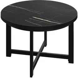 BO | Bistro Tisch | Ø80xH52cm | 25mm | Schwarzer Rand | Schwarz Marmor/ Schwarz