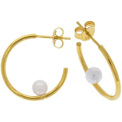 Zeeme Pearls Creolen Silber 925 vergoldet Perle weiß