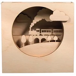 Rayher Holzbausatz 3D-Motivrahmen Zug natur