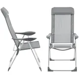 [en.casa] Gartenstühle, Errenteria 2er Set Campingstuhl 109 x 57 x 67 cm Gartenstuhl Outdoorstuhl Aluminium Hellgrau