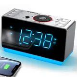 iTOMA Radiowecker mit Bluetooth Lautsprecher, FM Radio, Dual Wecker mit Snooze, große LED Anzeige, Dimmer Steuerung, USB Ladeausgang und Nachtlicht CKS708