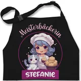 Kinderschürze Schürze Kinder Jungen Mädchen - Backschürze - Meisterbäckerin mit Name - 7-14 Jahre - Schwarz - kinderbackschürzen gift baking schürzen kinder-schürze back backschürzen - 7-13 Jahre