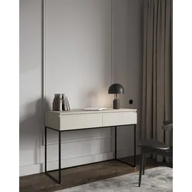 Selsey Schreibtisch Computertisch Bürotisch Mit 2 Schubladen Metallrahmen 120 x 50 x 80 cm Taupe Mit Schwarzen Beinen