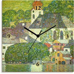 Artland Wanduhr »Kirche in Unterach am Attersee. (D.198)«, wahlweise mit Quarz- oder Funkuhrwerk, lautlos ohne Tickgeräusche Artland grün