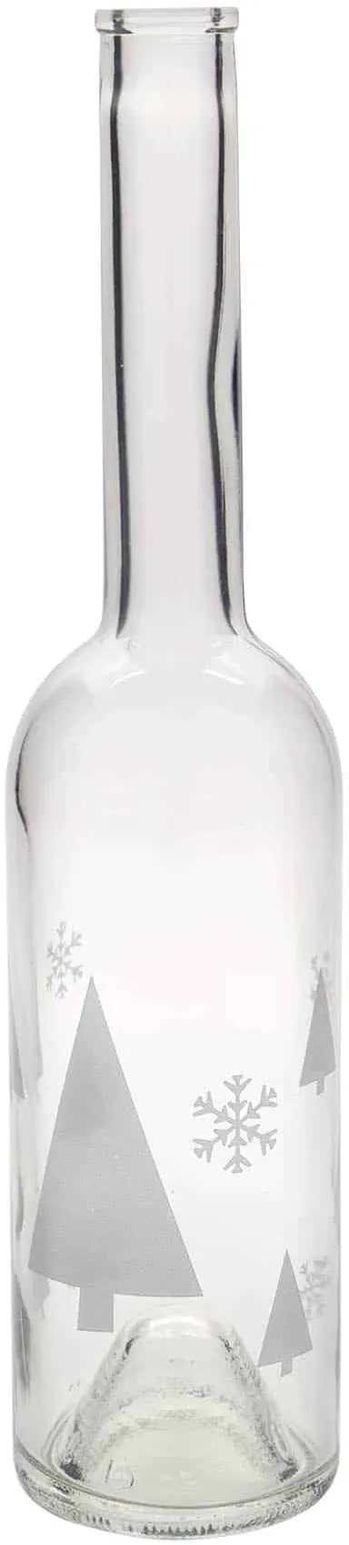 Botella de vidrio 'Opera' de 500 ml, motivo: copos de nieve, boca: corcho