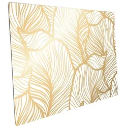 mySPOTTI Mini-Spritzschutz »Leaves White +«, Aluverbund, Blätter - goldfarben