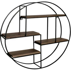 Kadima Design Rundes Wandregal in Industrial-Design, Massivholz Mango & Metall. 70x18x70 cm