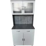 HTI-Line Küchenbuffet Blanca Küchenschrank Hochschrank Beton Weiß 80 x 170 x 48 cm (BxHxT)