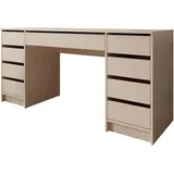 Mirjan24 Schreibtisch Sand, 9 Schubladen, Rechteckig,Rechteckig, 154x76x55 cm, Arbeitszimmer, Schreibtische, Bürotische