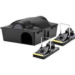 VerminBuster Rattenköderbox Multibox + 2 Rattenfallen - inkl. Schloss - effektiv und sicher - Rattenköderbox - Köderbox