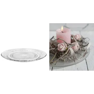 NaDeco Servierplatte aus Glas, mit Relief Muster, in 4 Größen wählbar | Tortenplatte | Kuchenplatte | Kerzenteller | Gesteckteller | Tortenständer | Platte für Kuchen & Torten, Größe:Ø23cm