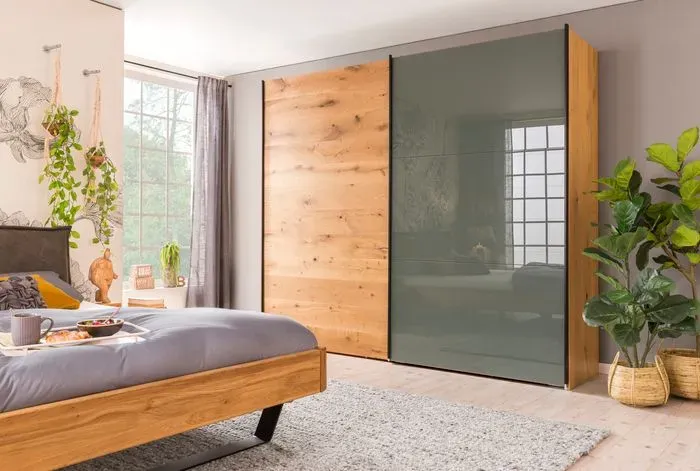 MAISON Schwebetürenschrank Miami 257 x 220 cm Holz Braun Eiche