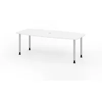 Hammerbacher Konferenztisch KT22C weiß Tonnenform, Rundrohr silber, 220,0 x