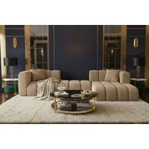kaiser möbel Ecksofa L-Form Grand L 319 cm, Veloursstoff Salvador, Beige, Rechts - Beige