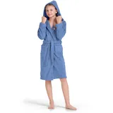 Möve Kinderbademantel MÖVE "Superwuschel" Gr. 152, blau (cornflower), L:90cm, Obermaterial: 100% Baumwolle, Hausmäntel