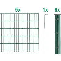 GAH Alberts Alberts Doppelstabmattenzaun als Zaun-Komplettset (12 tlg.) kunststoffbeschichtet, grün Höhe 2,43 m Länge 12,5 m - Grün