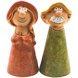 Dekohelden24 Keramik Zaunstecker Mann und Frau als 2er Set, Maße je Figur L/B/H ca. 9 x 9 x 20 cm.