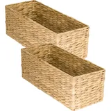 HMF Aufbewahrungskorb Badezimmer, Korb geflochten aus Wasserhyazinthe Seegras, 2er Set, 38 x 15 x 14 cm