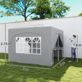 Outsunny Faltpavillon 3 x 3 m inkl. 4 Seitenteile Hellgrau