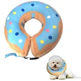 LittleBean Aufblasbare Halskrause Hund Katze Schutzkragen Krägen für Haustiere Hundekragen Leckschutz für Genesung nach Operationen oder Wunden (Blauer Donut, [Neck: 9.5"-11.5"] M)