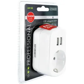 Schwaiger Ladeadapter USB mit 2 Anschlüssen Weiß