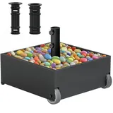 Schirmständer mit Blumenmotiv, strapazierfähig, mit Rollen, max. 90 kg, befüllbarer Schirmständer aus Metall, für Terrasse, Deck, Pool und Rasen